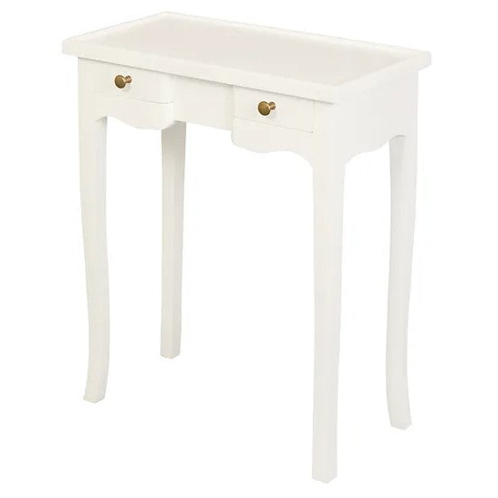 Luxury Wooden 2 Drawer Phone Table - White