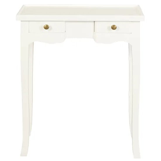 Luxury Wooden 2 Drawer Phone Table - White
