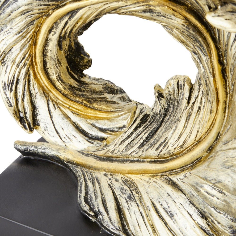 Majestic Spiraled Feather Home Decor Accent - Gold