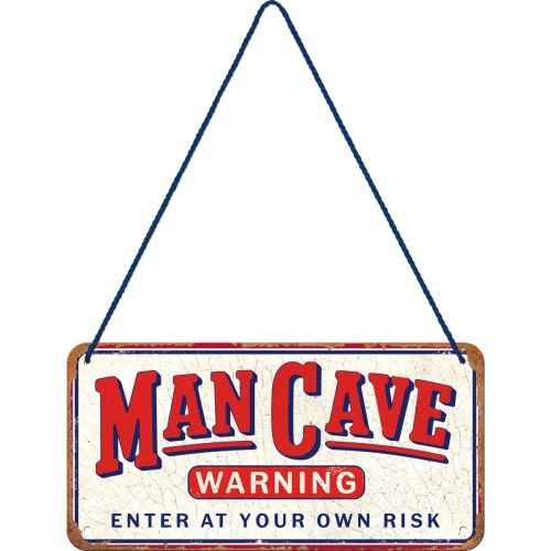 Man Cave Warning - Nostalgic-Art Hanging Sign - 10 x 20cm