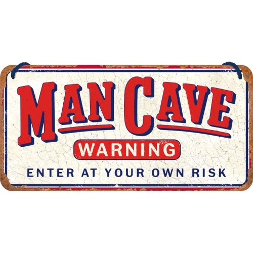 Man Cave Warning - Nostalgic-Art Hanging Sign - 10 x 20cm