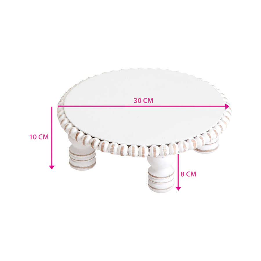 Mango Wood Round Beaded Display Stand - 30x10cms