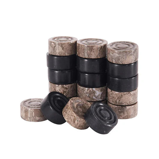 Marble Classic Checkers Pieces - Oceanic & Black