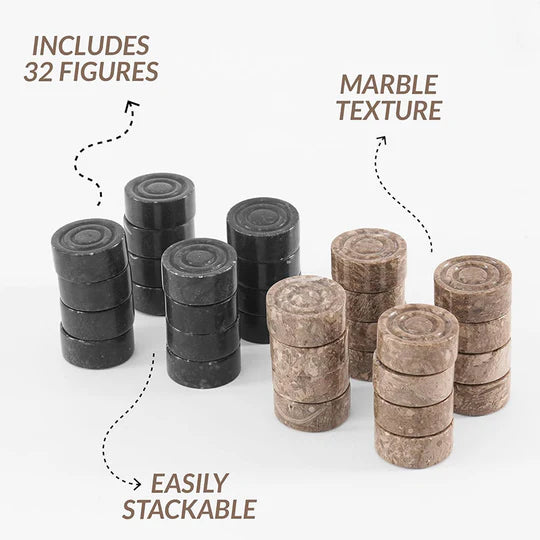 Marble Classic Checkers Pieces - Oceanic & Black