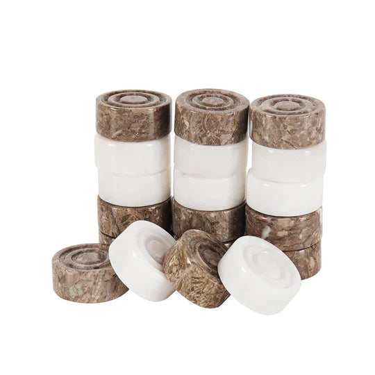 Marble Classic Checkers Pieces - Oceanic & White