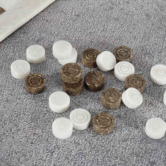 Marble Classic Checkers Pieces - Oceanic & White