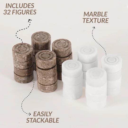 Marble Classic Checkers Pieces - Oceanic & White