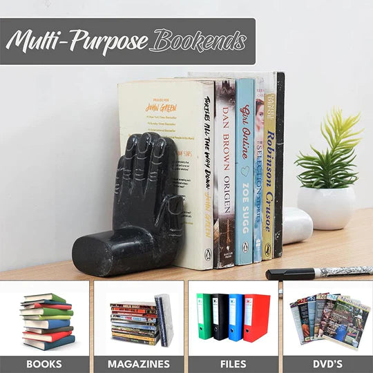 Marble Hand Bookends Set of 2 - Black & White