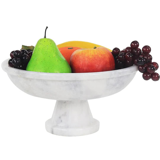 Marble Pedestal Fruit Bowl 25cm - (Available in 3 Colors)