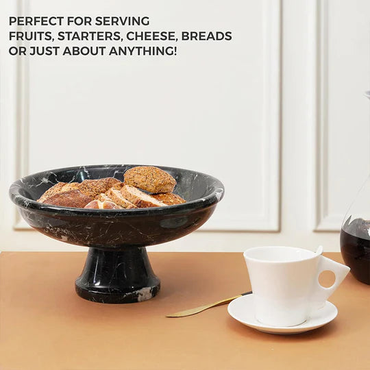 Marble Pedestal Fruit Bowl 25cm - (Available in 3 Colors)