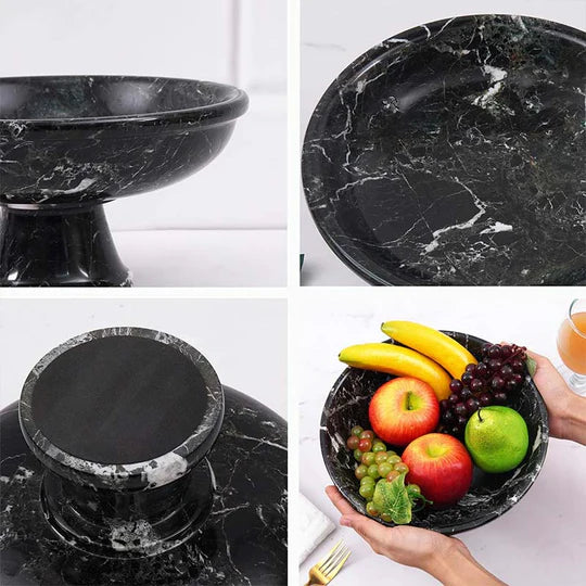 Marble Pedestal Fruit Bowl 25cm - (Available in 3 Colors)