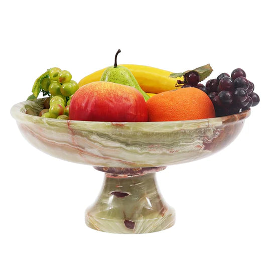 Marble Pedestal Fruit Bowl 25cm - (Available in 3 Colors)