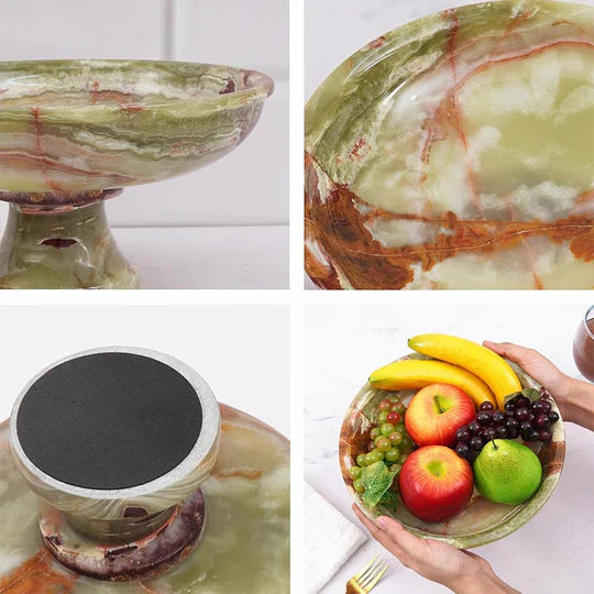 Marble Pedestal Fruit Bowl 25cm - (Available in 3 Colors)