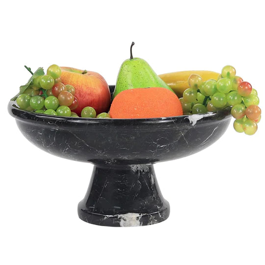 Marble Pedestal Fruit Bowl 25cm - (Available in 3 Colors)