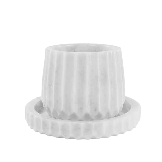 Marble Planter Straight Line Design 10cms (Available in 2 Colors)