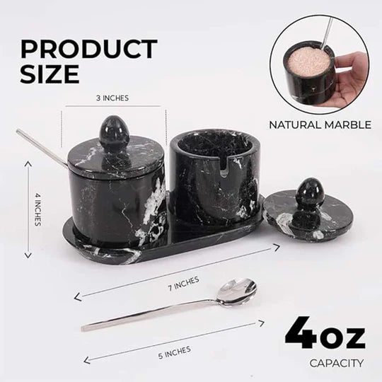 Marble Salt Cellar with Tray - Black