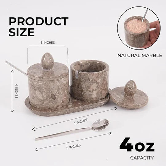 Marble Salt Cellar with Tray - Grey