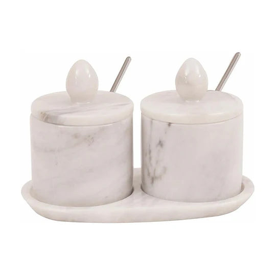 Marble Salt Cellar with Tray - White