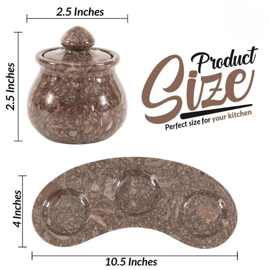 Marble Salt & Spice Container - Set of 3 - Grey