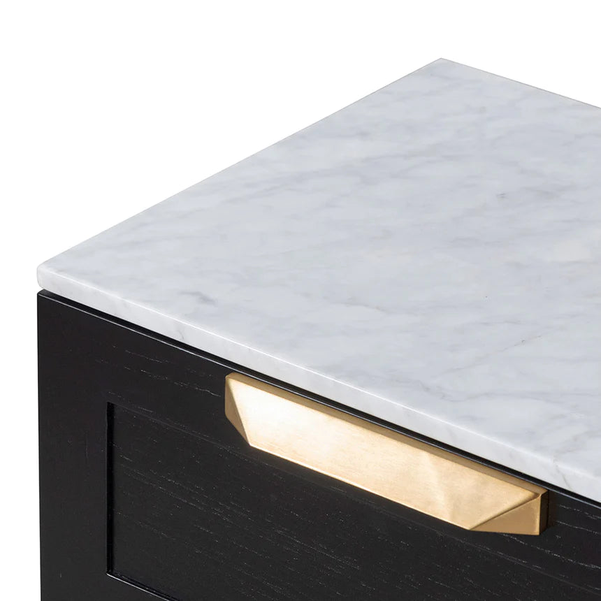 Marble Top Wooden Side Table 48cms - Black