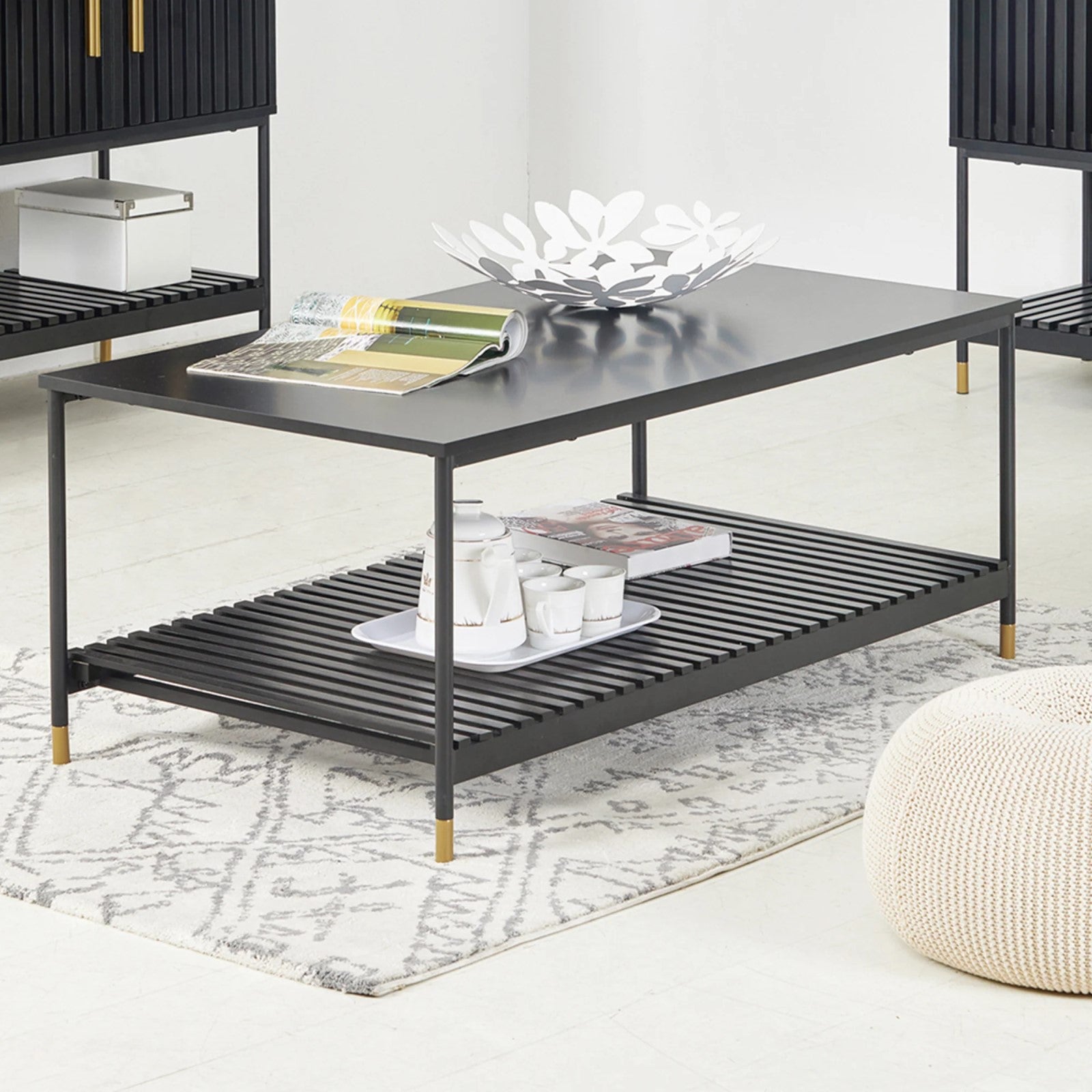 Matte Black Engineered Wooden Coffee Table