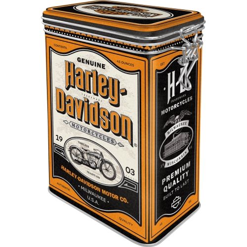 Metal Clip Top Tin Storage Box - Harley Davidson Milwaukee