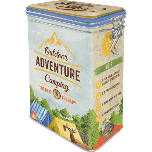Metal Clip Top Tin Storage Box - Outdoor Camping Adventure