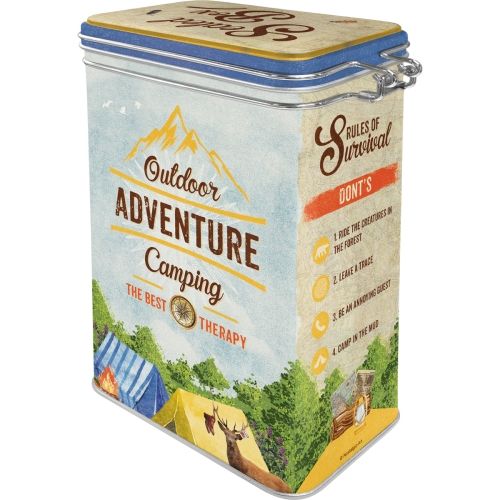 Metal Clip Top Tin Storage Box - Outdoor Camping Adventure