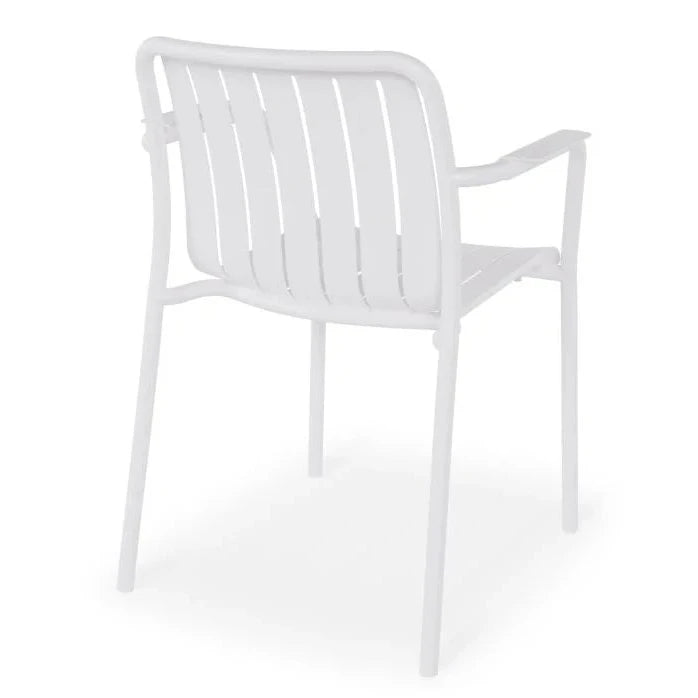 Metal Non-Padded Outdoor White Dining Armchair