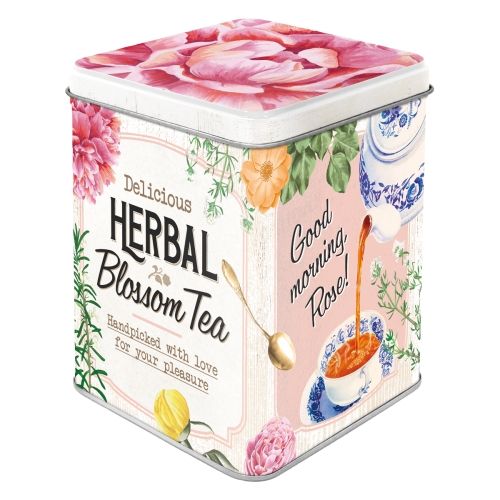Metal Tin Storage Box - Herbal Blossom