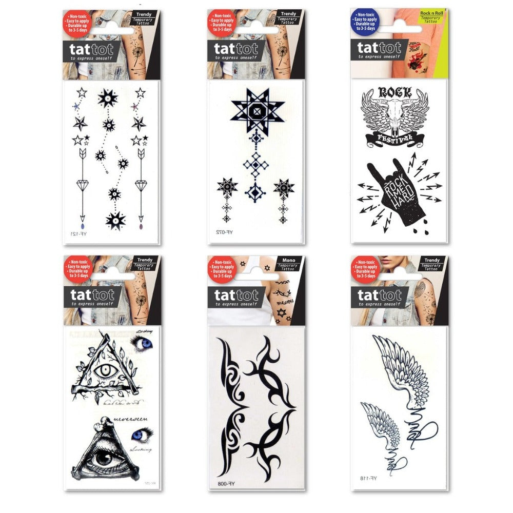 Metallic Party Rock 6 Assorted Temporary Tattoo