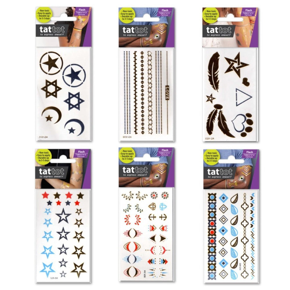 Metallic Symbol 6 Assorted Temporary Tattoo