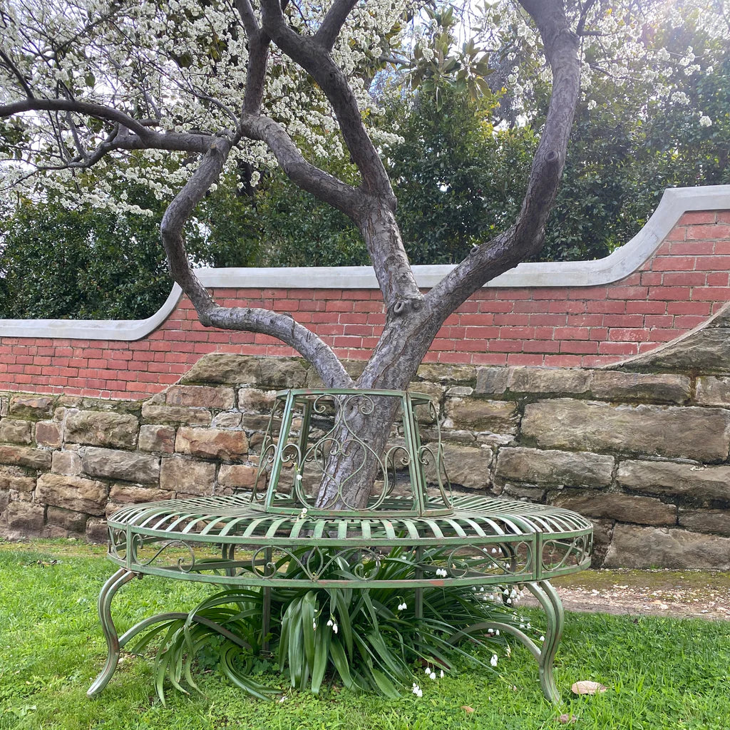 Metalwood Grove Tree Surround Metal Bench - Green