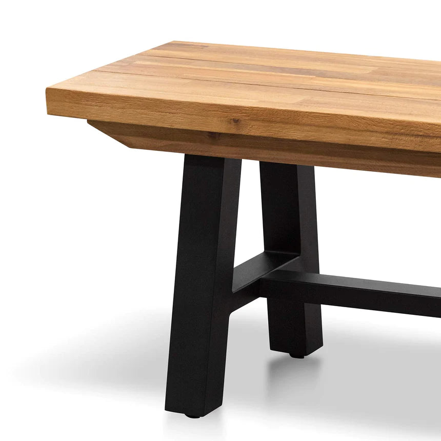 Mid-Century Dining Benches 210cms - Natural & Black