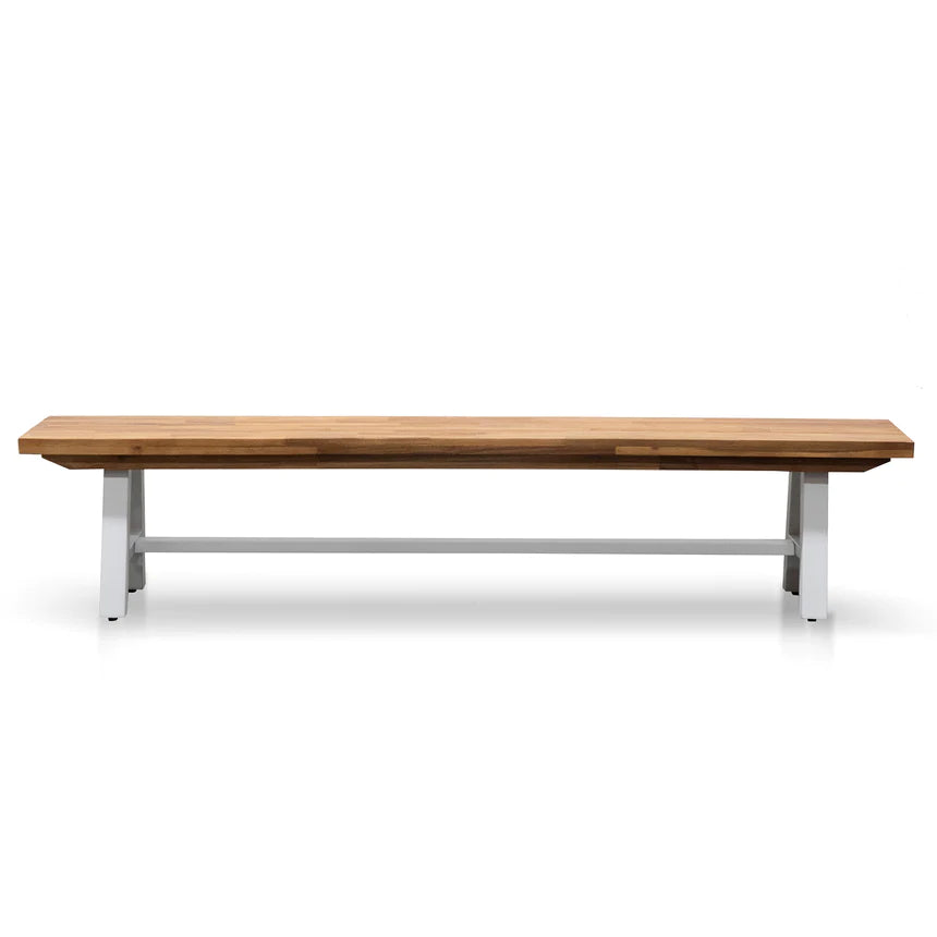 Mid-Century Dining Benches 210cms - Natural & White