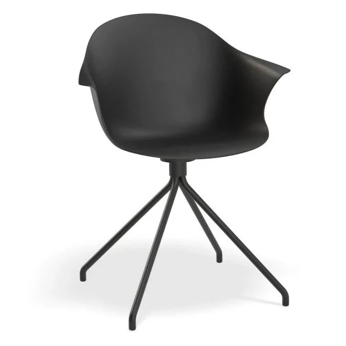 Midnight Black Pyramid Base Dining Armchair