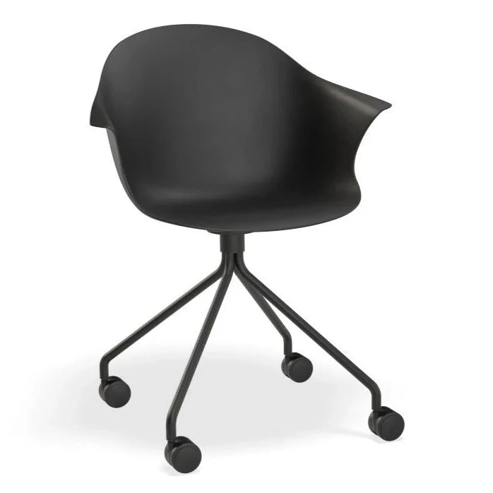 Midnight Black Pyramid Base with Castors Dining Armchair