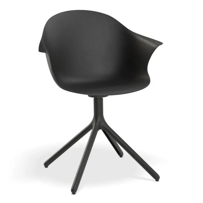 Midnight Black Seat Swivel Base Dining Armchair