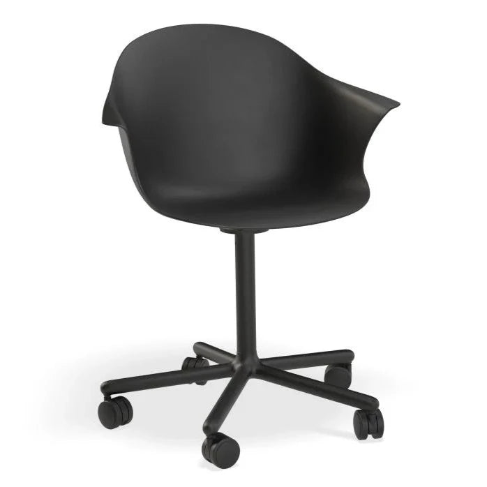 Midnight Black Seat Swivel Base with Castors Dining Armchair