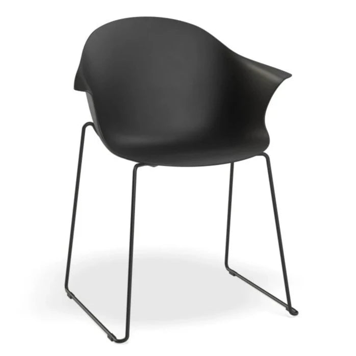 Midnight Pebble Seat Sled Base - Black Dining Armchair