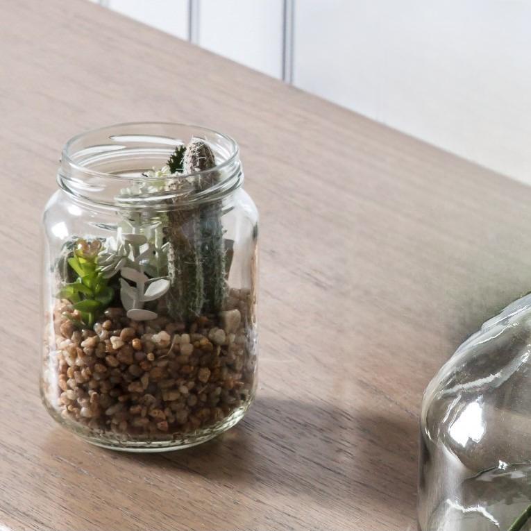 Miniature Artificial Desert Succulent Garden in a Glass Jar