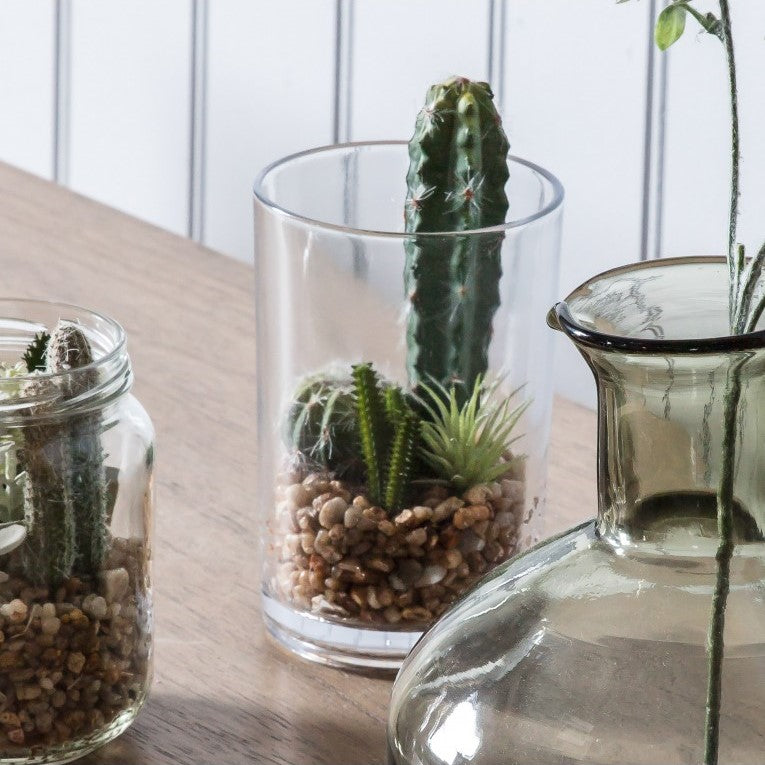Miniature Artificial Desert Cactus Garden in a Glass Jar