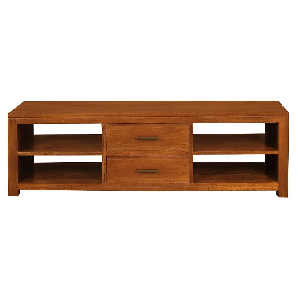 Minimalist 2 Middle Drawer Entertainment Unit - Light Brown