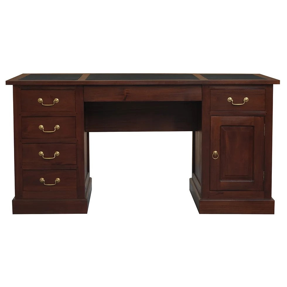 Minimalist Executive Desk 1 Door 6 Drawer - Brown