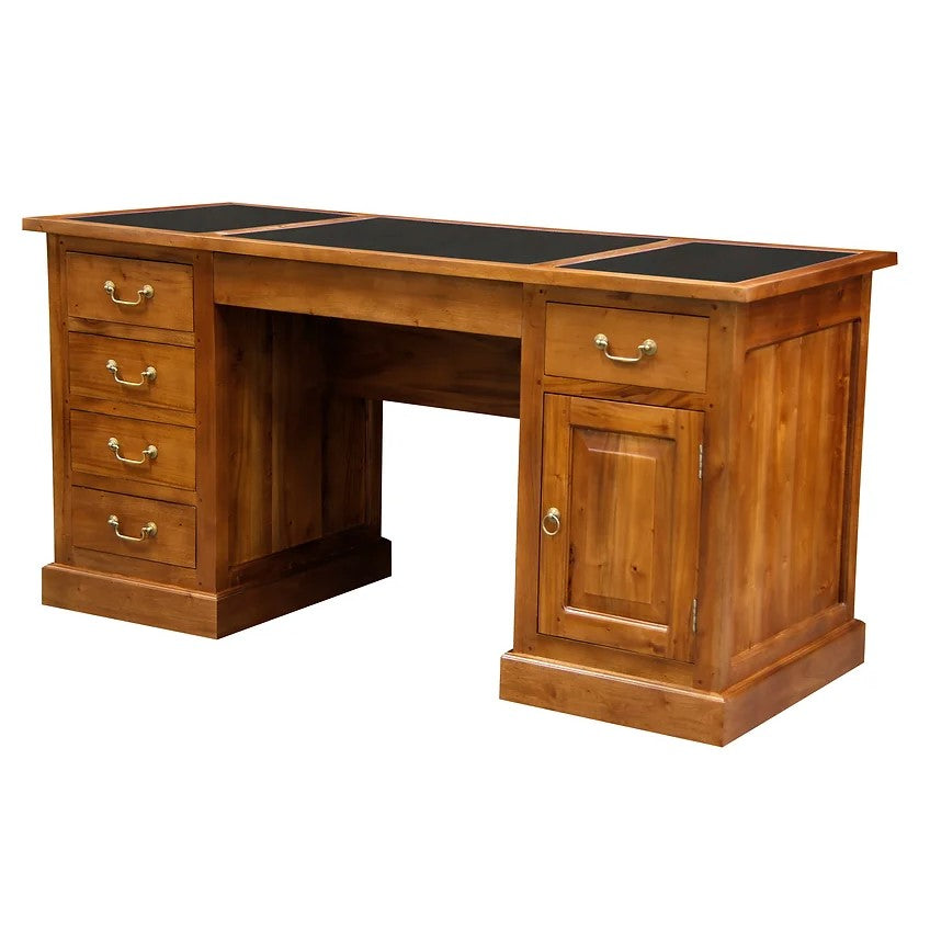Minimalist Executive Desk 1 Door 6 Drawer - Light Brown