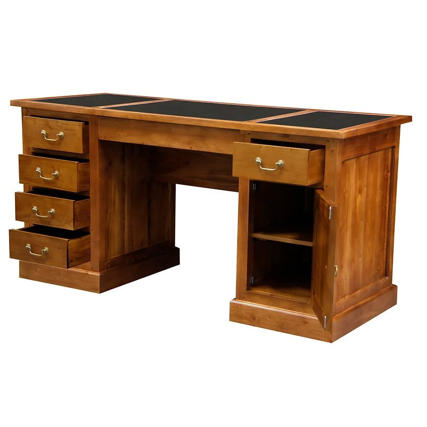 Minimalist Executive Desk 1 Door 6 Drawer - Light Brown