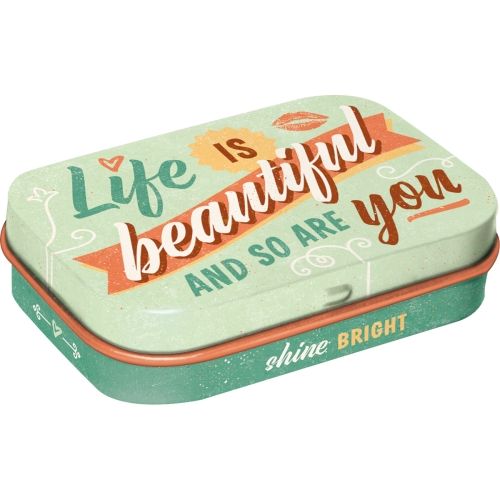 Mint Box Life Is Beautiful and So Are You - Nostalgic-Art - 4x6x2cm