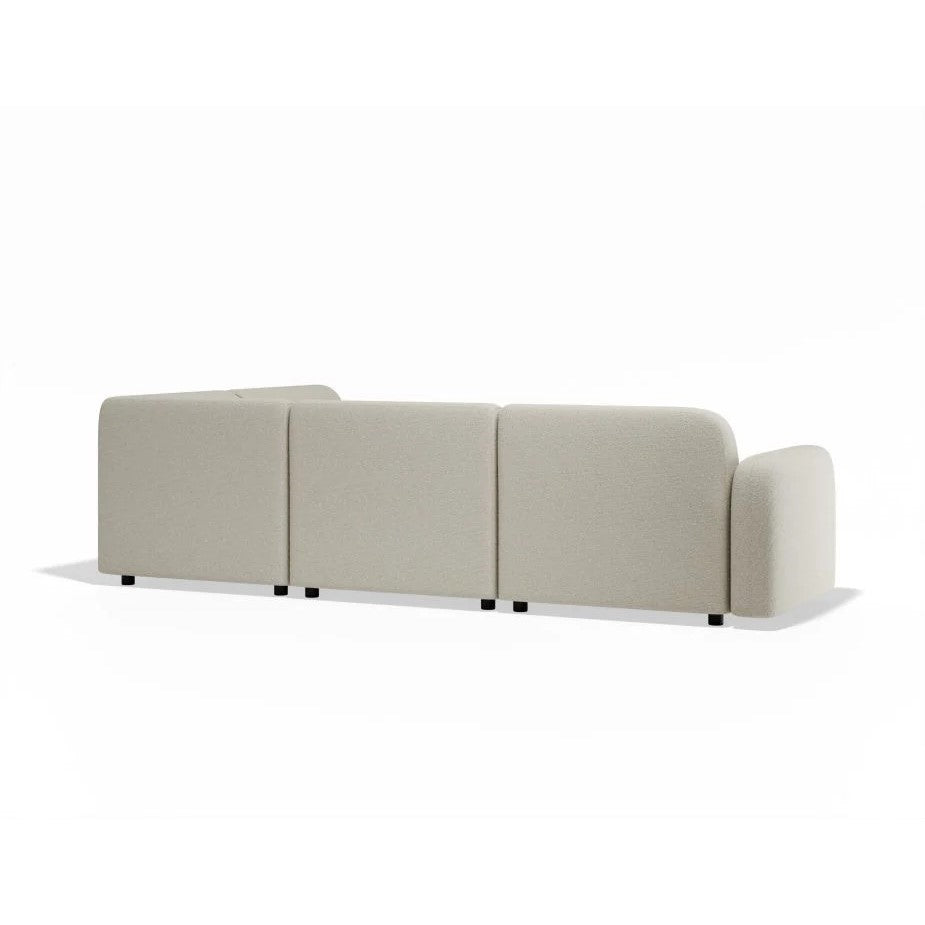 Modern Atticus Modular Right Chaise Return Sofa - Ivory Cream Fabric