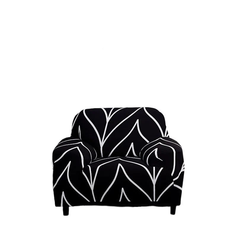 Modern Black Leafy Sofa Cover Sofa Cover 1 - Seater