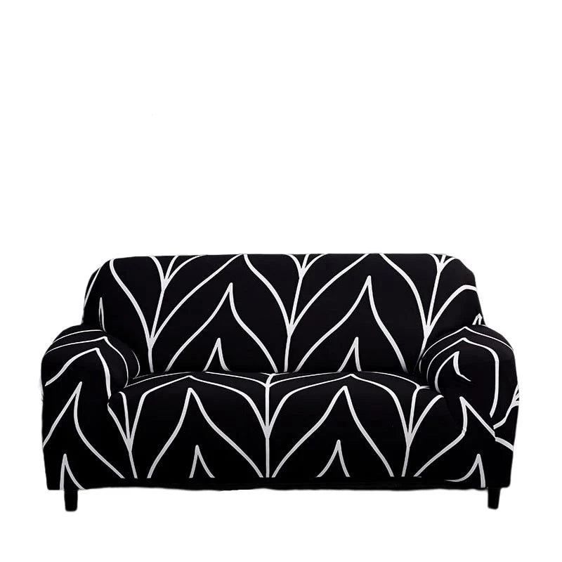 Modern Black Leafy Sofa Cover Sofa Cover 3 - Seater